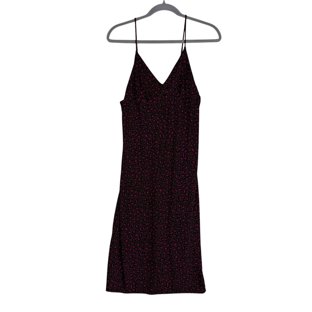 Banana Republic Dress Womens XS Brown Animal Print Slip Strappy‎ Lined V Neck